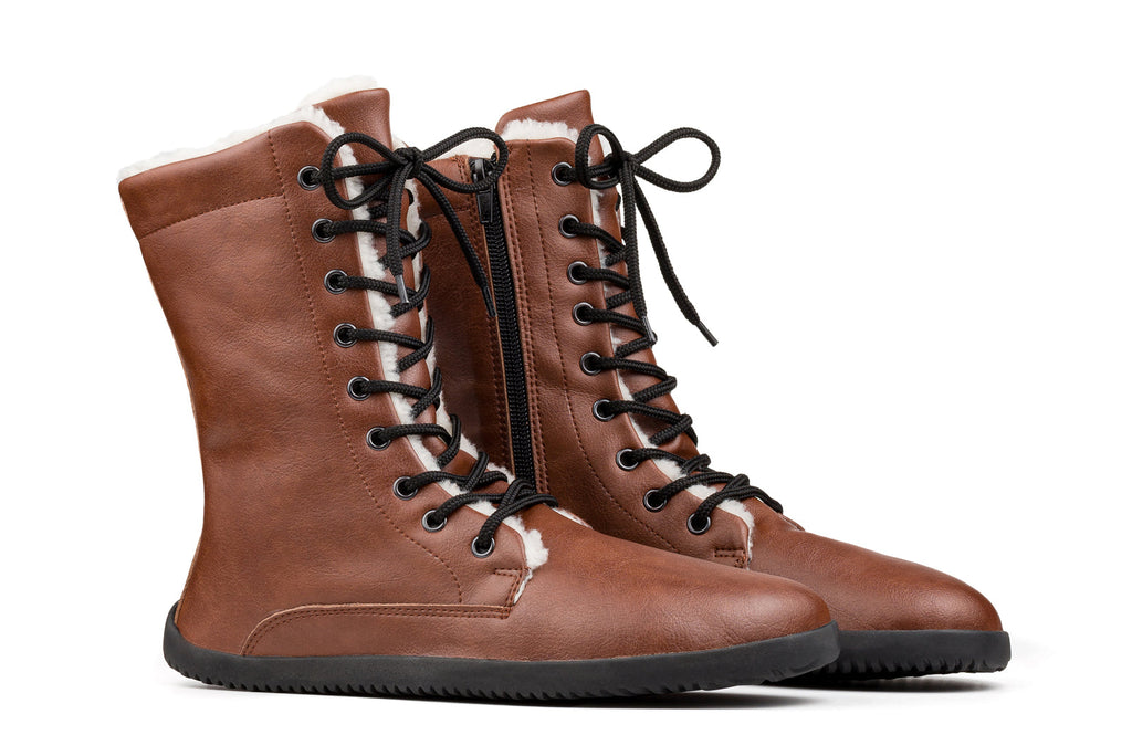 barefoot Jaya Winter Zip-up brown boots