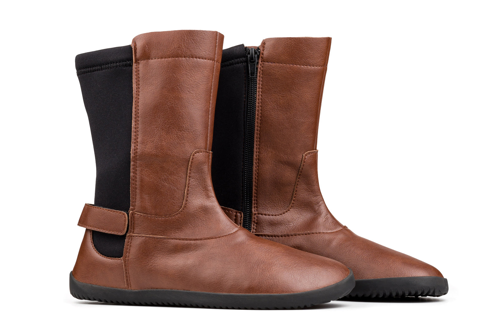 barefoot brown mid-calf boots