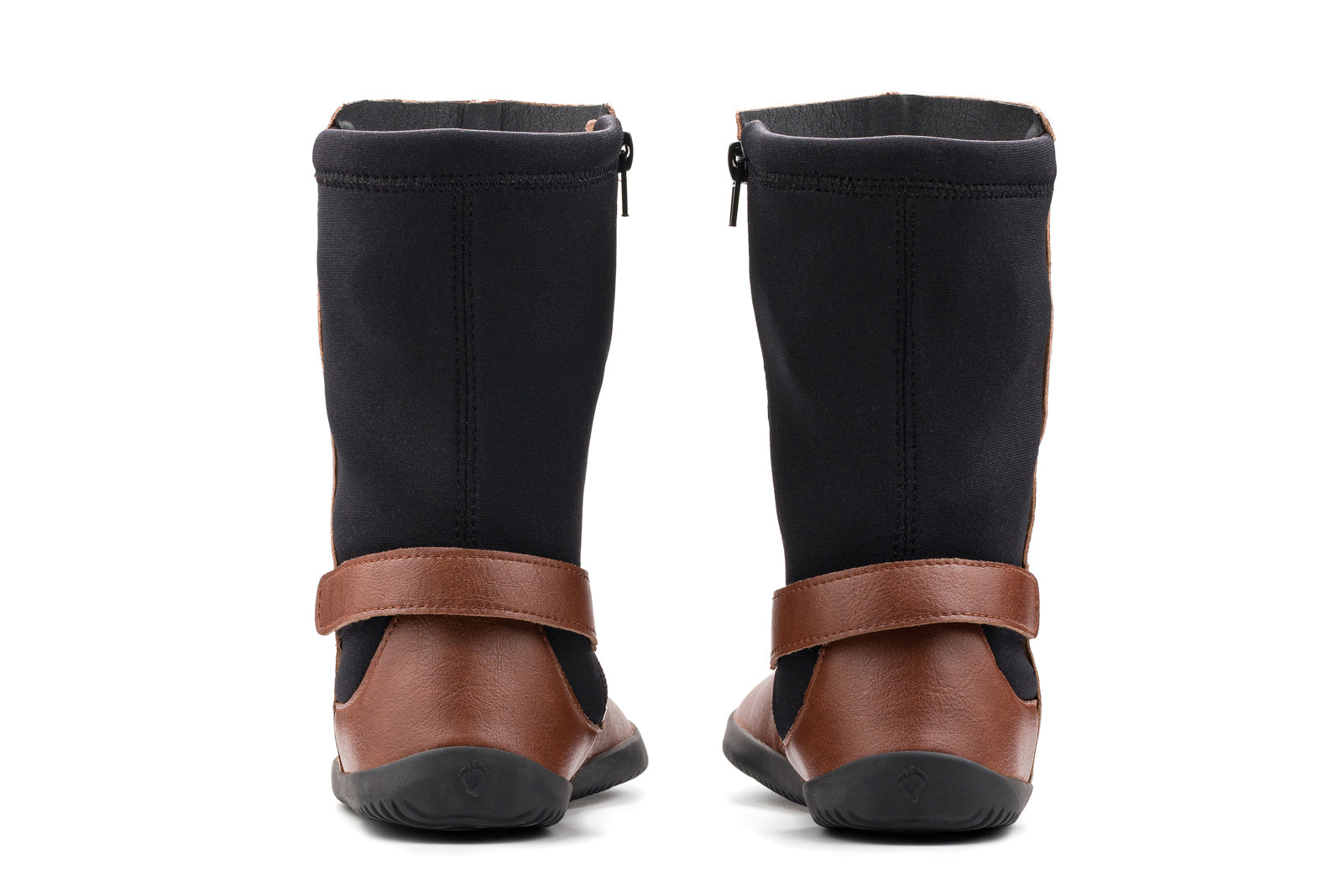barefoot brown mid-calf boots