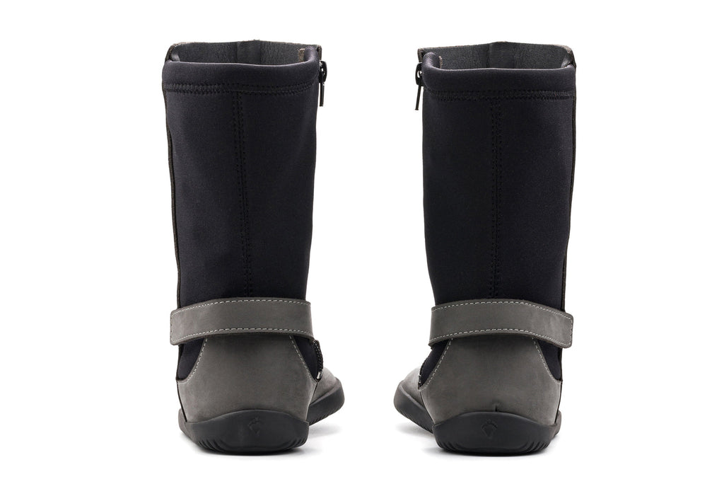 barefoot grey nubuck mid-calf boots