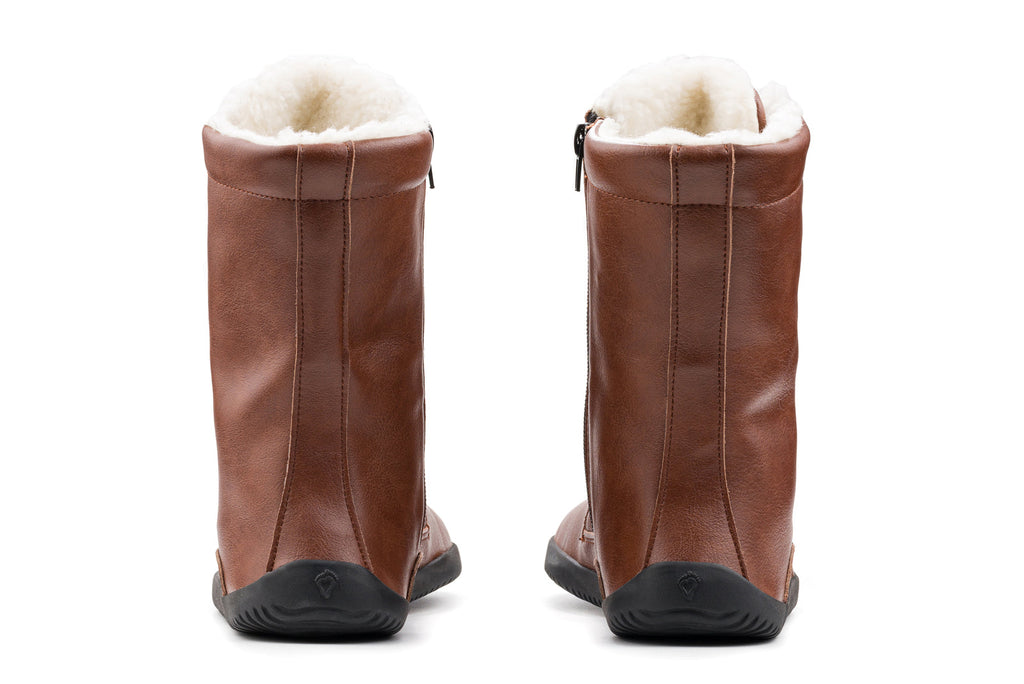 barefoot Jaya Winter Zip-up brown boots