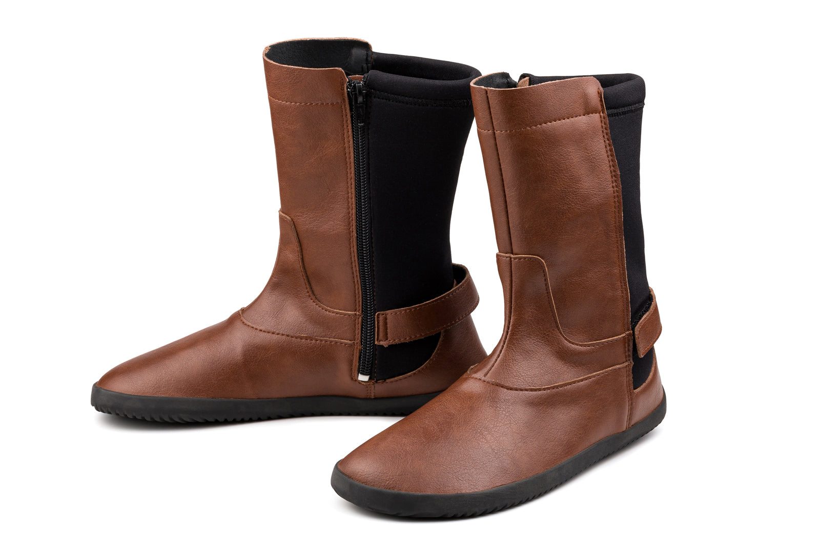 barefoot brown mid-calf boots