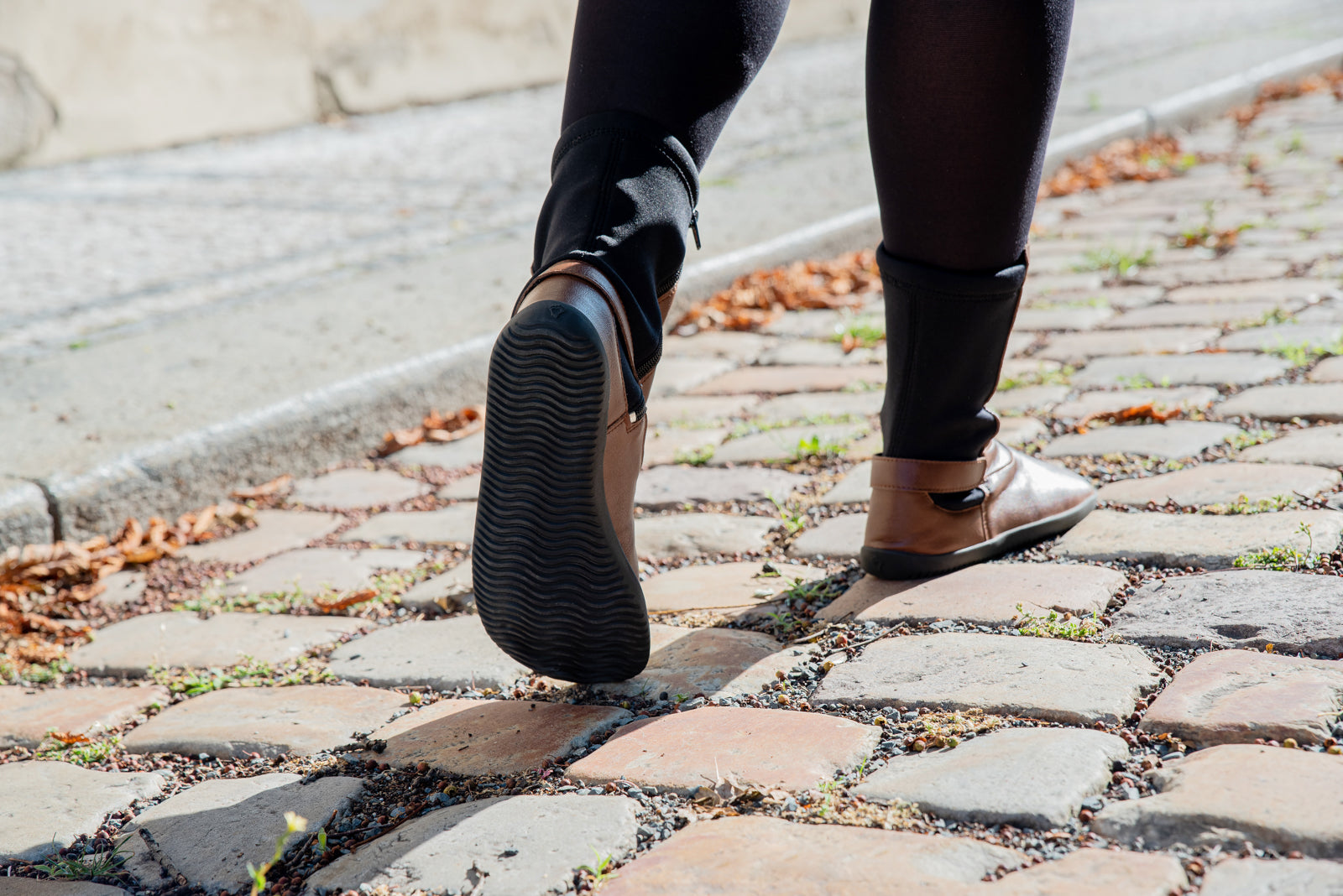 barefoot brown mid-calf boots