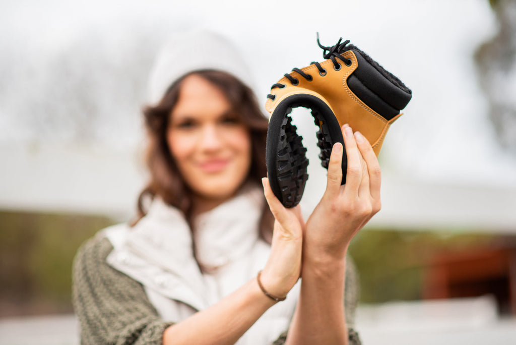 winter barefoot boots Shuma Winter mustard nubuck