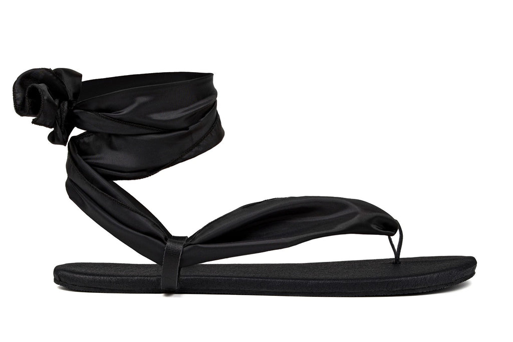 Barefoot Ribbon Ankle-Tie Sandals - black