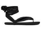 Barefoot Ribbon Ankle-Tie Sandals - black