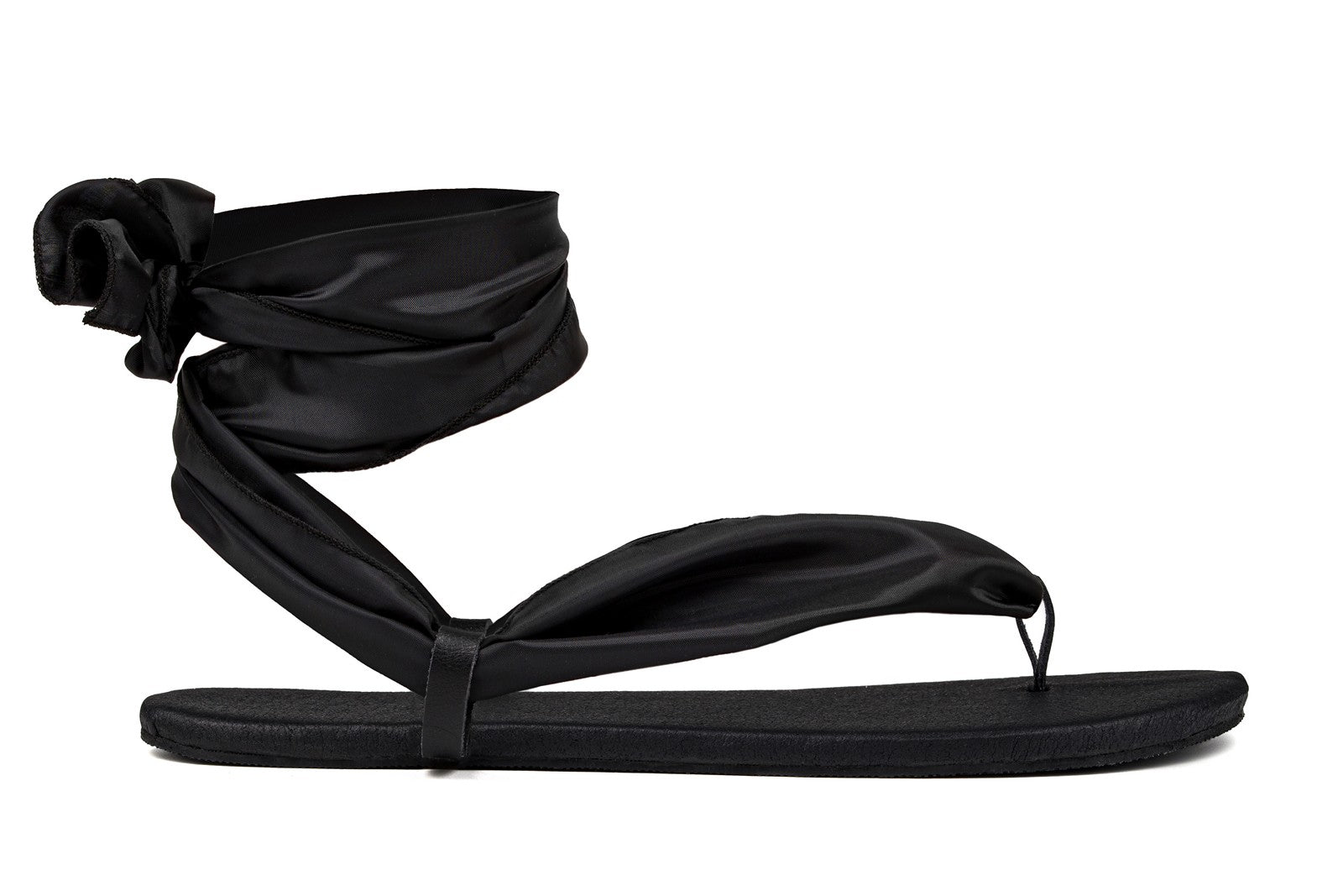 Barefoot Ribbon Ankle-Tie Sandals - black