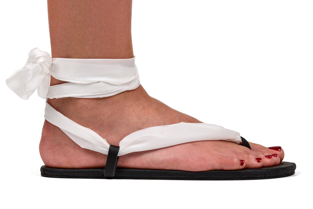 Barefoot Ribbon Ankle-Tie Sandals - black