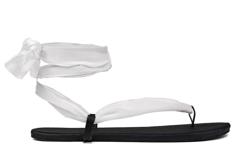 Barefoot Ribbon Ankle-Tie Sandals - black