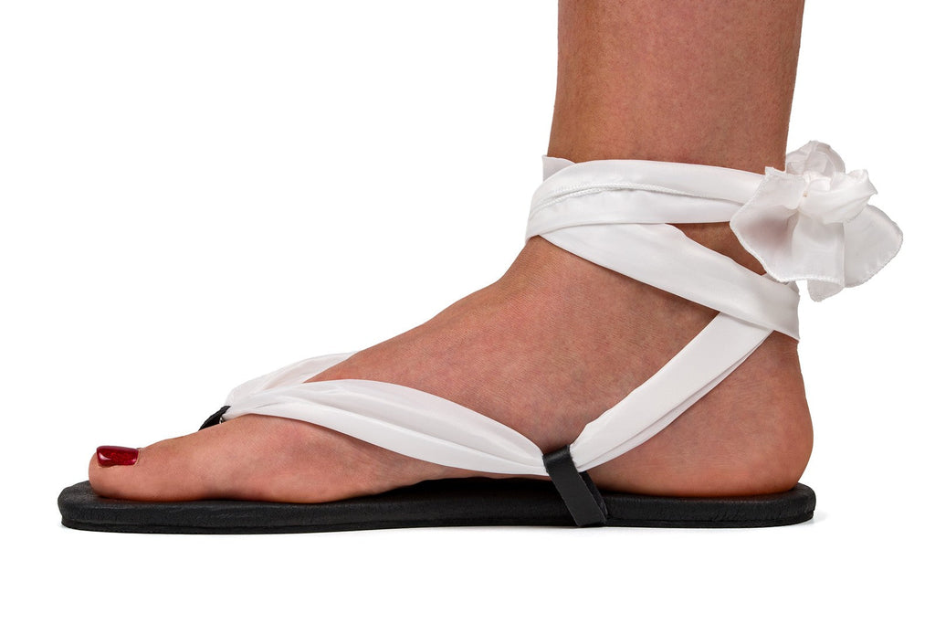 Barefoot Ribbon Ankle-Tie Sandals - black