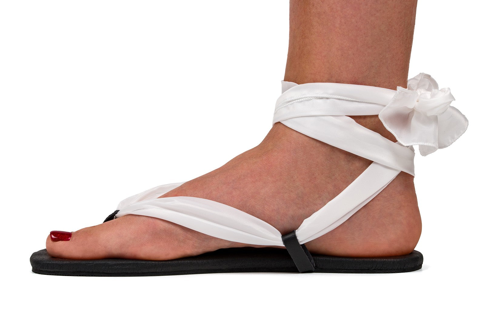 Barefoot Ribbon Ankle-Tie Sandals - black