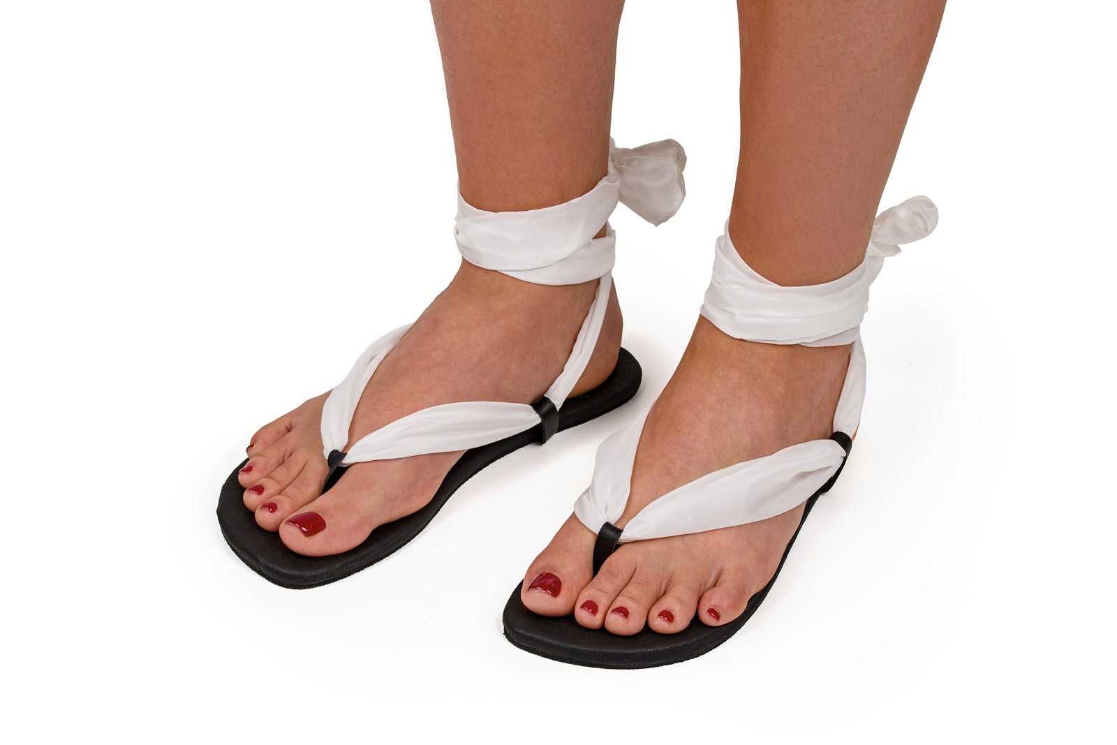 Barefoot Ribbon Ankle-Tie Sandals - black