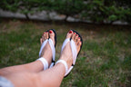 Barefoot Ribbon Ankle-Tie Sandals - black