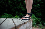 Barefoot Ribbon Ankle-Tie Sandals - black