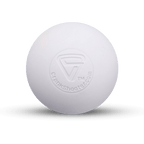 White Fascia Friend Lacrosse Ball with embossed Crankshooter.com logo.