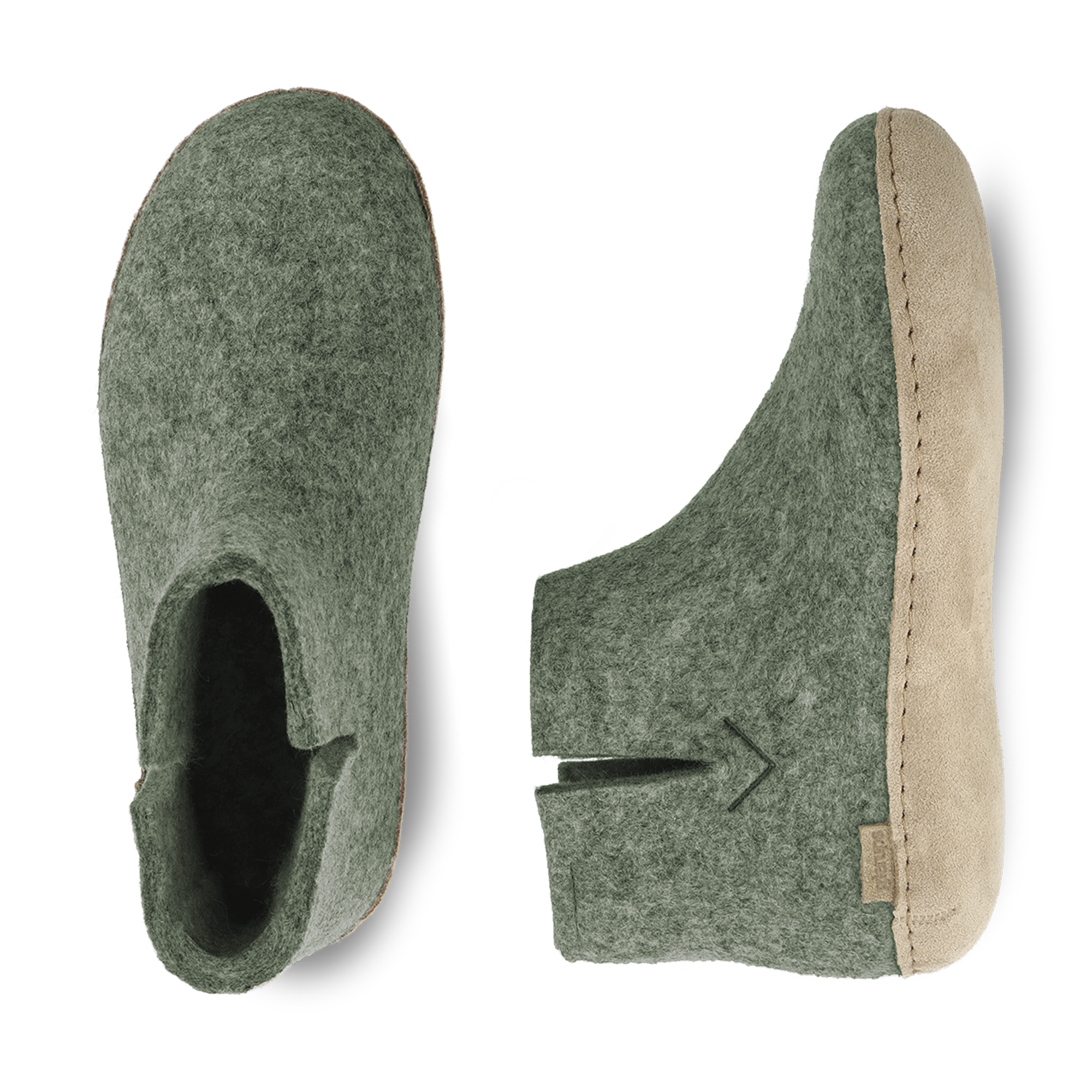 Boot with leather sole - Moss