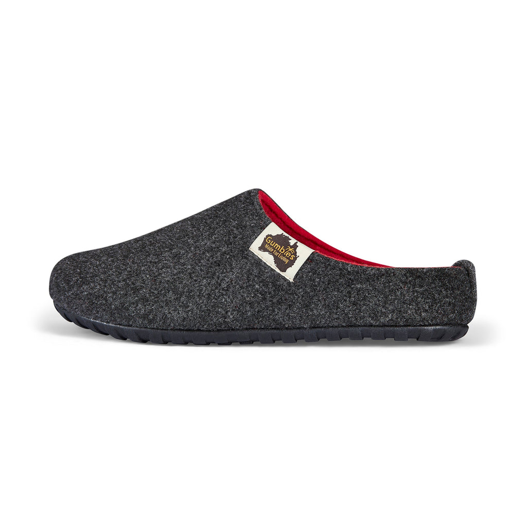 Outback Slippers - Charcoal & Red