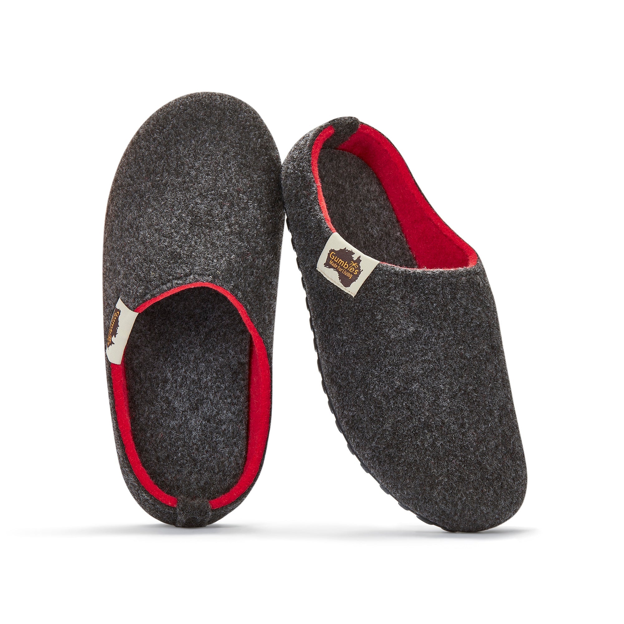 Outback Slippers - Charcoal & Red