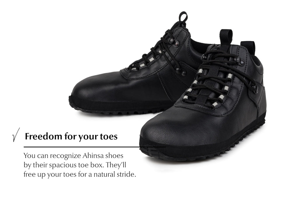 Hiker black barefoot ankle trekking boots