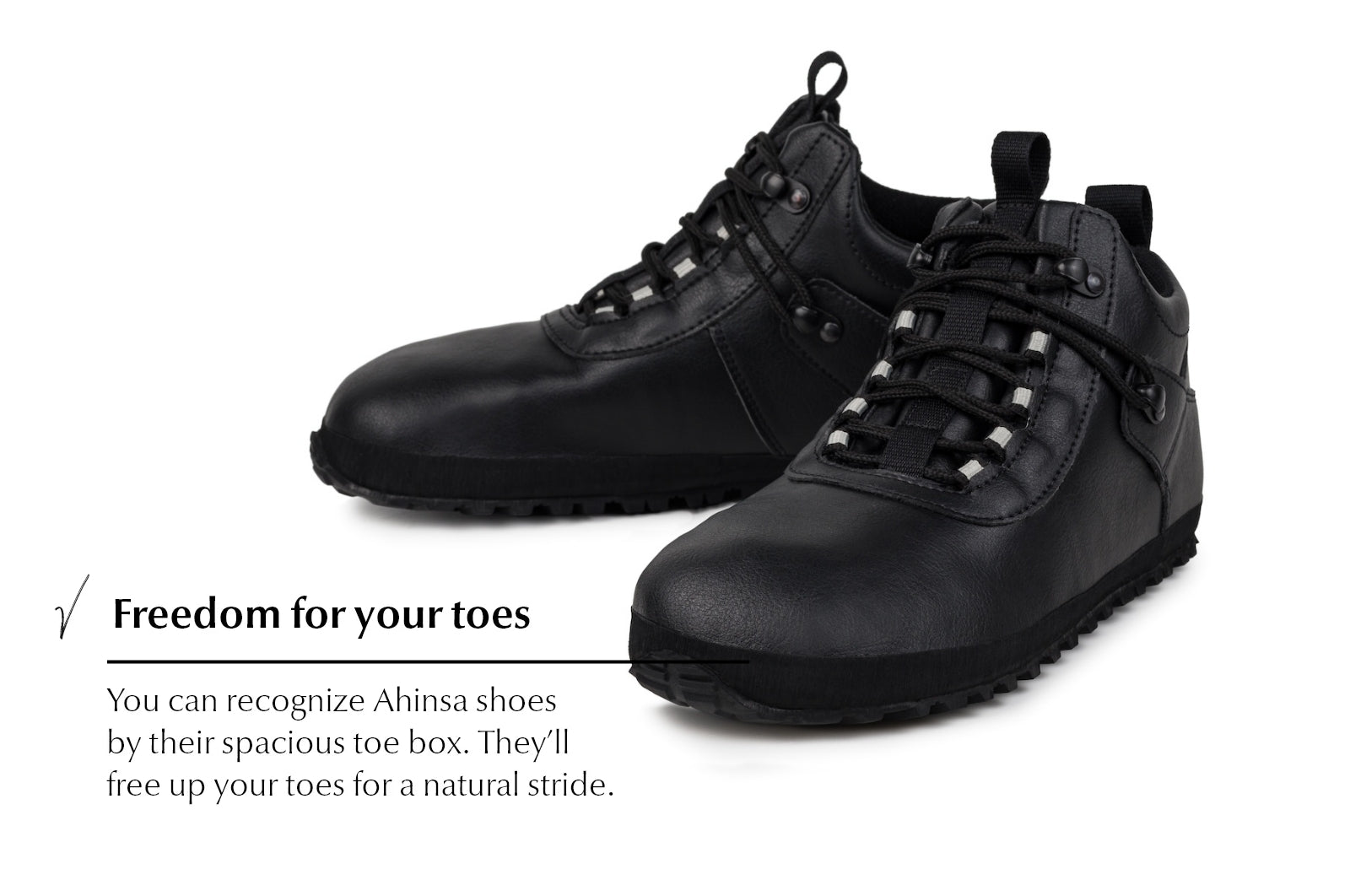 Hiker black barefoot ankle trekking boots