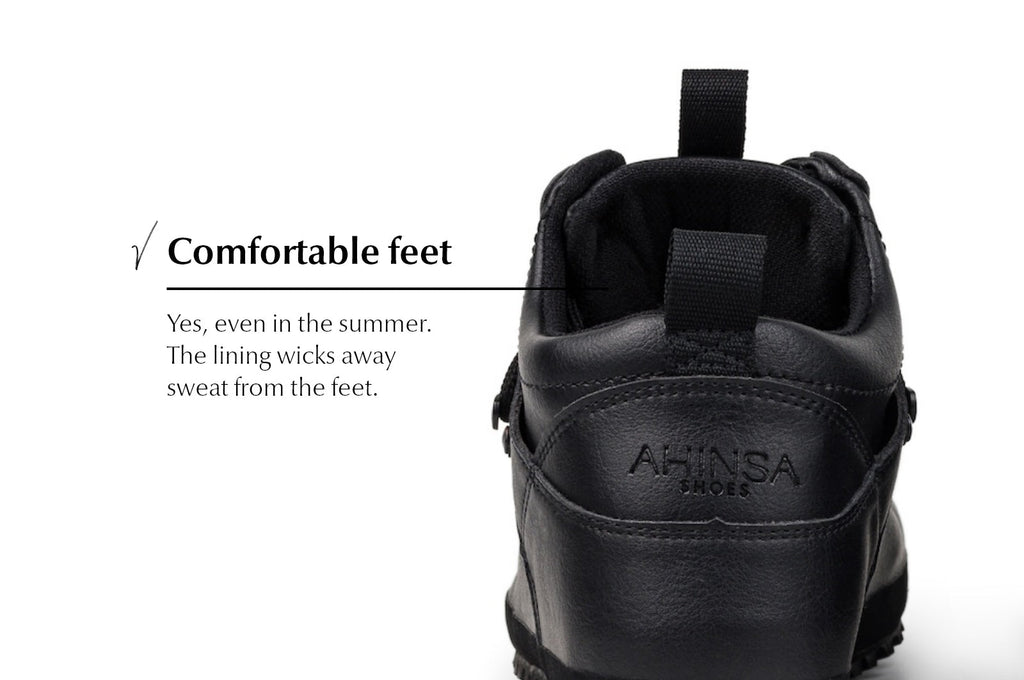 Hiker black xWide barefoot ankle trekking boots