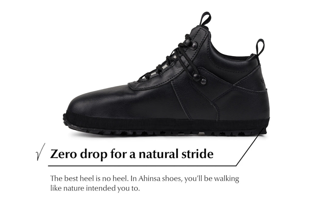 Hiker black xWide barefoot ankle trekking boots