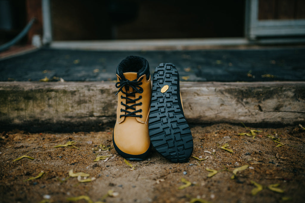 winter barefoot boots Shuma Winter mustard nubuck