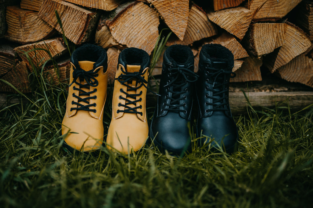 winter barefoot boots Shuma Winter mustard nubuck