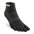 Black toe socks with ribbed arch support and ankle cuff, labeled Injinji at the top.