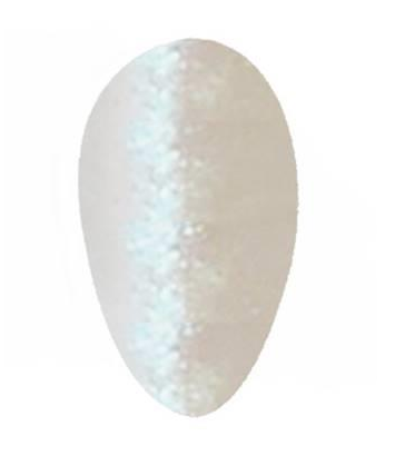 Milky white oval nail swatch with subtle iridescent shimmer and smooth glossy finish.