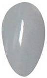 Light gray opaque nail polish swatch with glossy finish on a transparent nail tip.