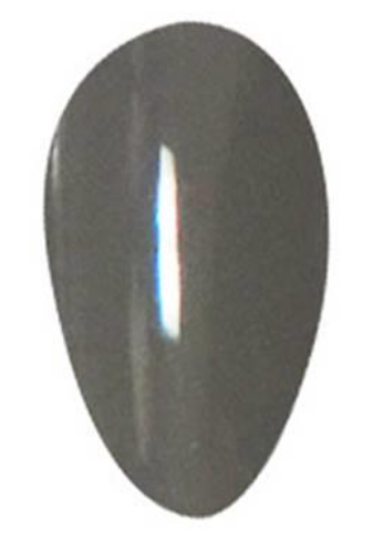 Glossy dark gray nail polish swatch with subtle warm undertone and smooth finish.