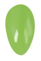 Bright lime green oval nail polish swatch with glossy finish.