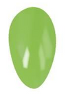 Bright lime green oval nail polish swatch with glossy finish.