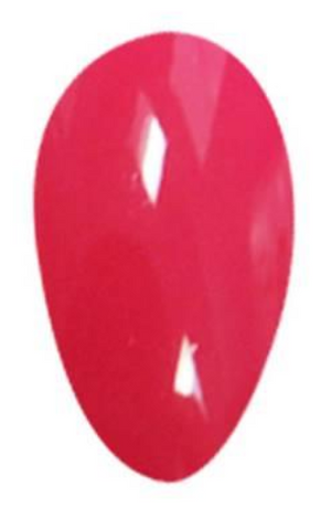 Glossy bright coral pink nail polish swatch with smooth shiny finish.