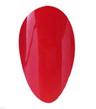 Bright glossy red nail polish swatch with smooth, shiny finish on almond-shaped nail tip.
