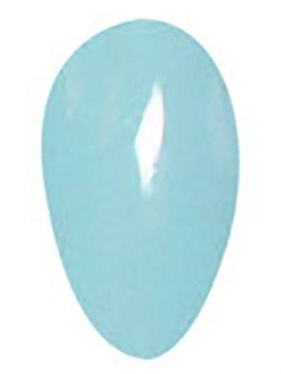 Smooth opaque light blue oval-shaped nail polish swatch with glossy finish.