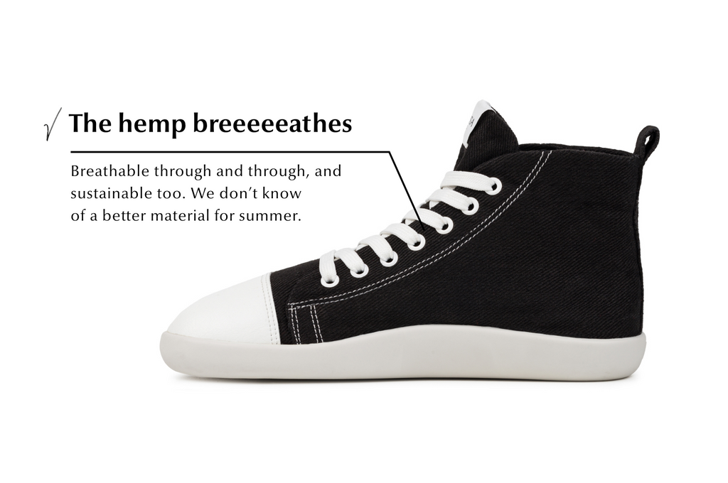 barefoot sneakers Street high-top – Black Hemp