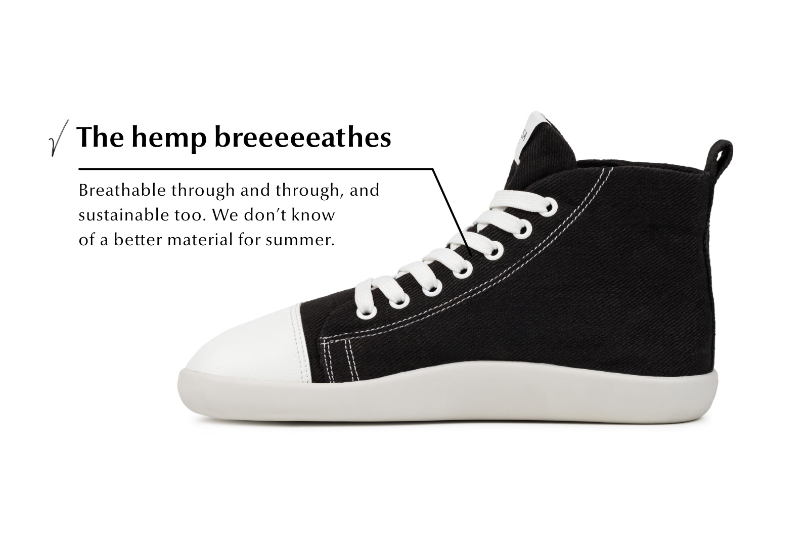 barefoot sneakers Street high-top – Black Hemp