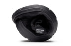 Black flexible Lems Drifter casual shoe folded to show its pliable sole and interior lining.