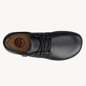 Black casual lace-up shoe with smooth leather upper and branded insole.