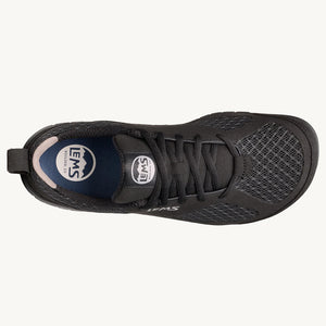 Black Lems Primal 3 sneaker with breathable mesh upper and lace-up design, top view.