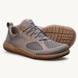 Slate gray Lems Primal 3 athletic shoe with breathable mesh panels and gum rubber sole.