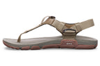 Tan and brown Lems Switchback sandal with adjustable straps and cushioned sole.