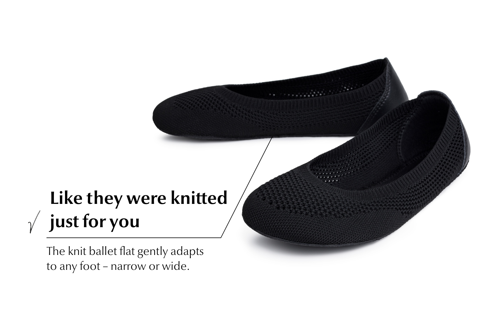 Barefoot Knit Ballet Flats Softy Black