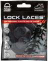 Black elastic no-tie Lock Laces ORIGINAL shoelaces in branded packaging with red and white text.