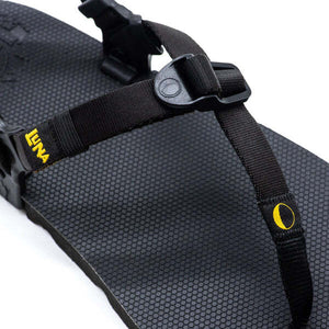 Black Luna Sandals Mono Winged Edition with textured footbed and adjustable webbing straps.