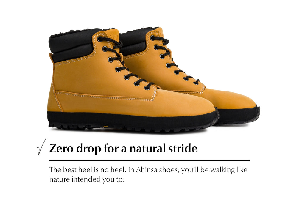 winter barefoot boots Shuma Winter mustard nubuck