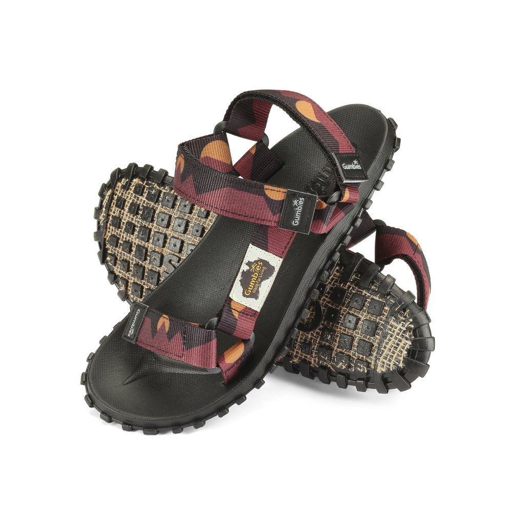 Scrambler Sandals - Burgundy & Orange