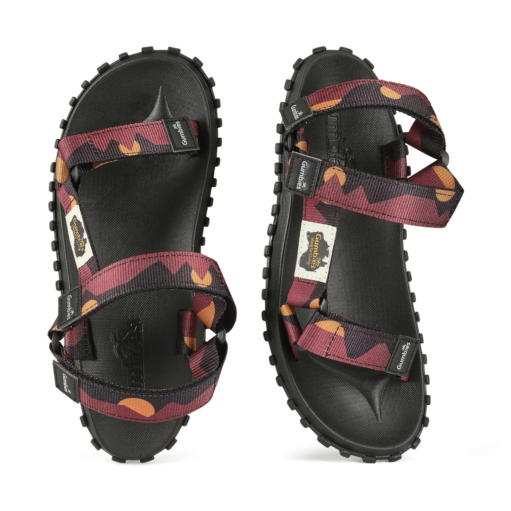 Scrambler Sandals - Burgundy & Orange